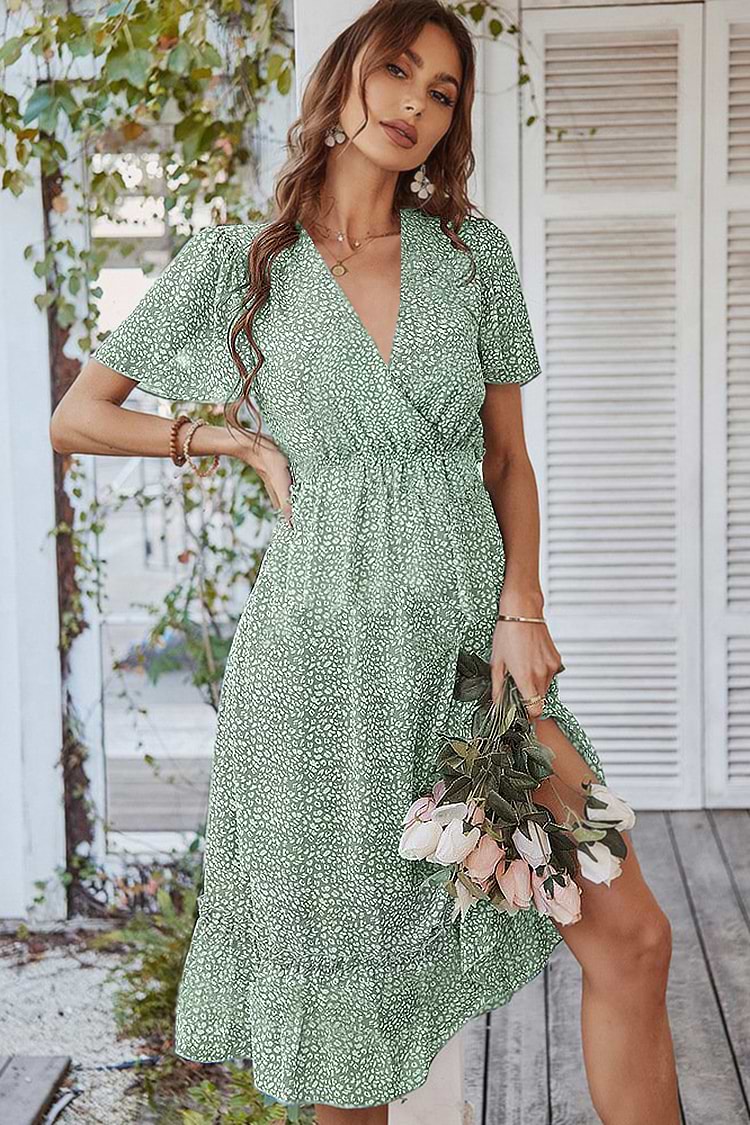 Emily V-neck Short Sleeve Maxi Dress