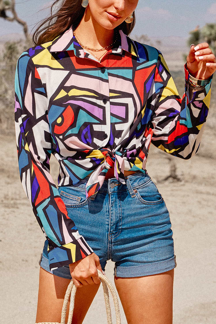 Long Sleeve Shirt Collar Tops