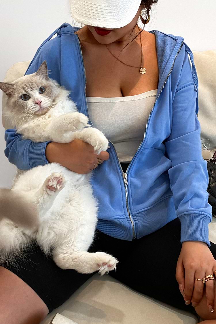 Sweat à capuche bleu zippé