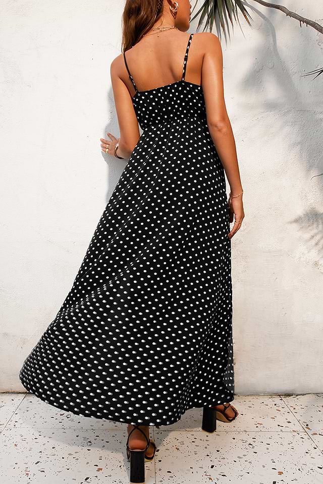 black polka dot slip dress Joe's Jeans The Ines Slip Dress Women's Dress Black Polka Dot : LG