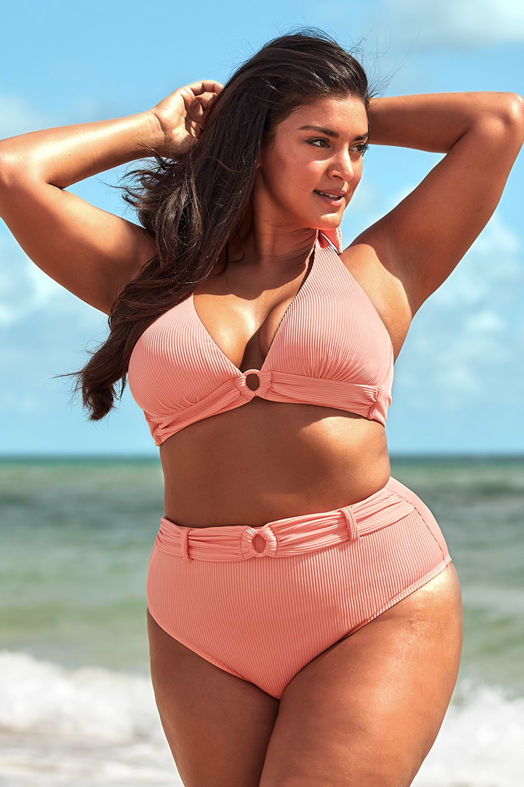 Neckholder Bikinioberteil mit O-Ring in großen Größen