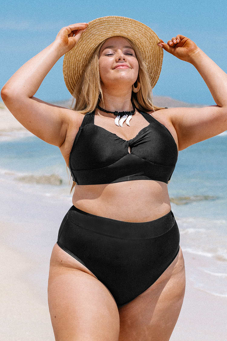 Gebundene High waist Bikinihose in großen Größen