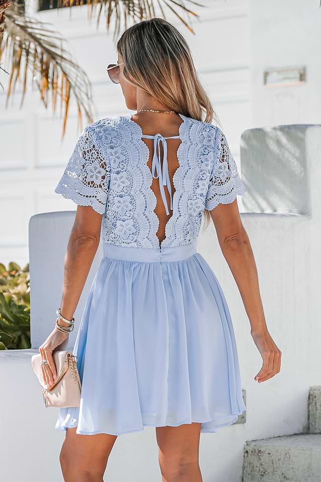 lace top fit and flare dress Deep Plunge Vneck Fit and Flare Lace Wedding Dress with Tank Top As Picture / 12