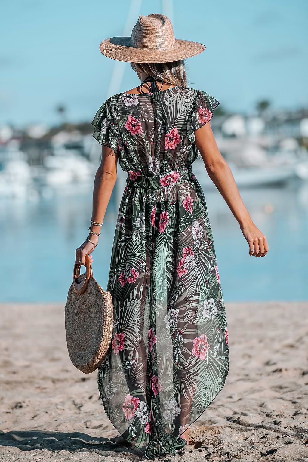 Tropischer Cover-Up Kimono mit Blumenmuster