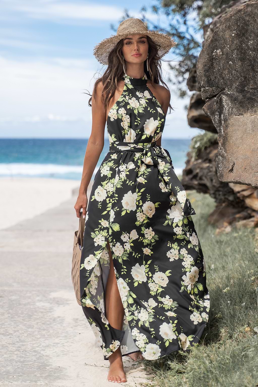 Floral Print Sleeveless Maxi Dress