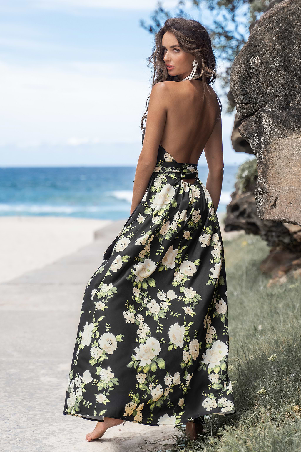 Floral Print Sleeveless Maxi Dress