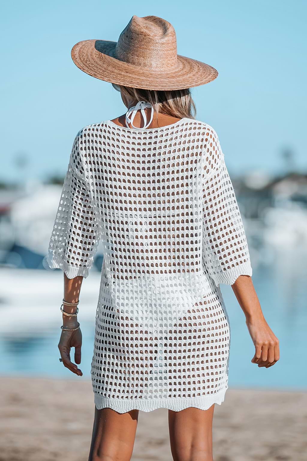 Lace-Up Cutout Cover-Up Dress