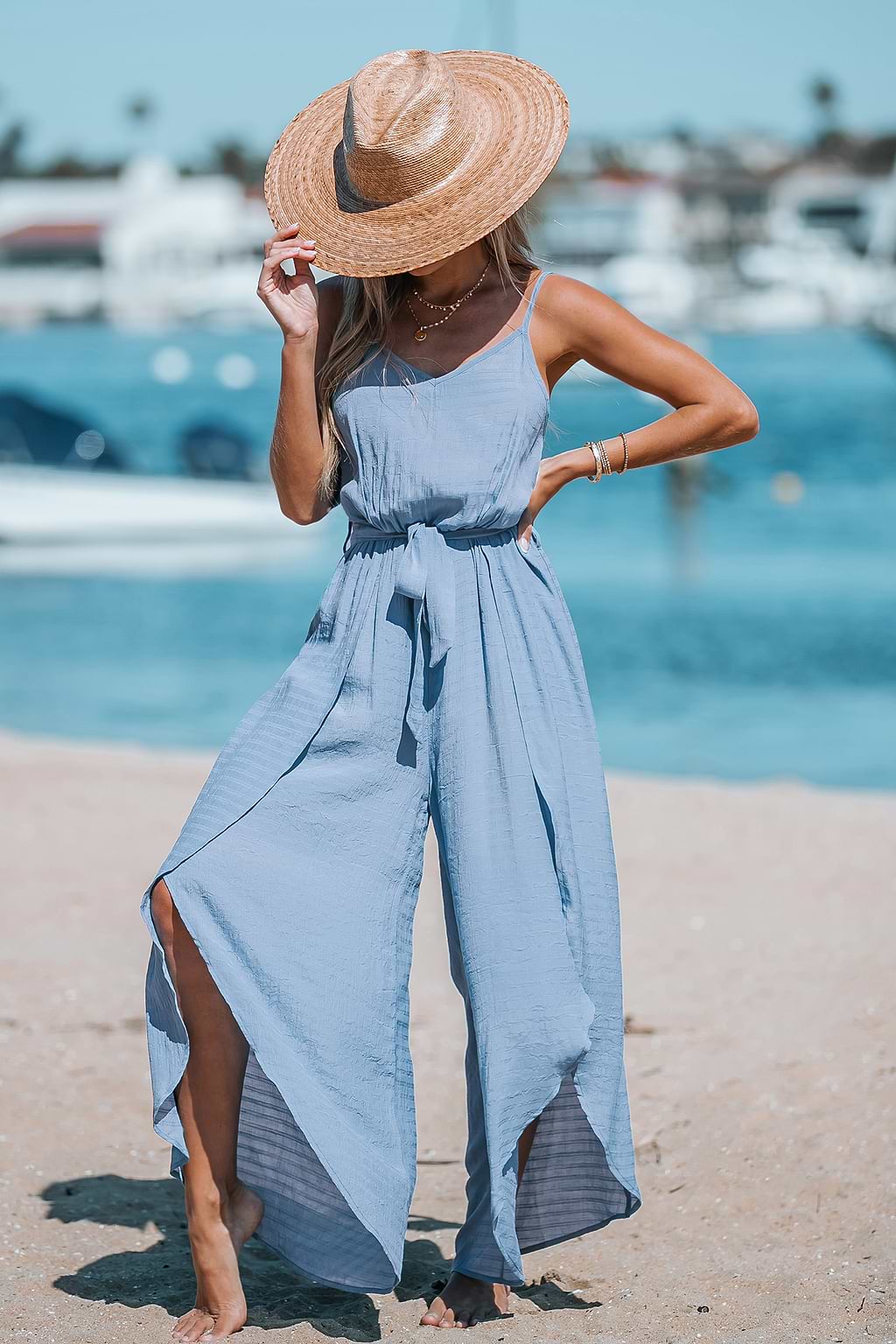 Belted Flowy Cami Jumpsuit