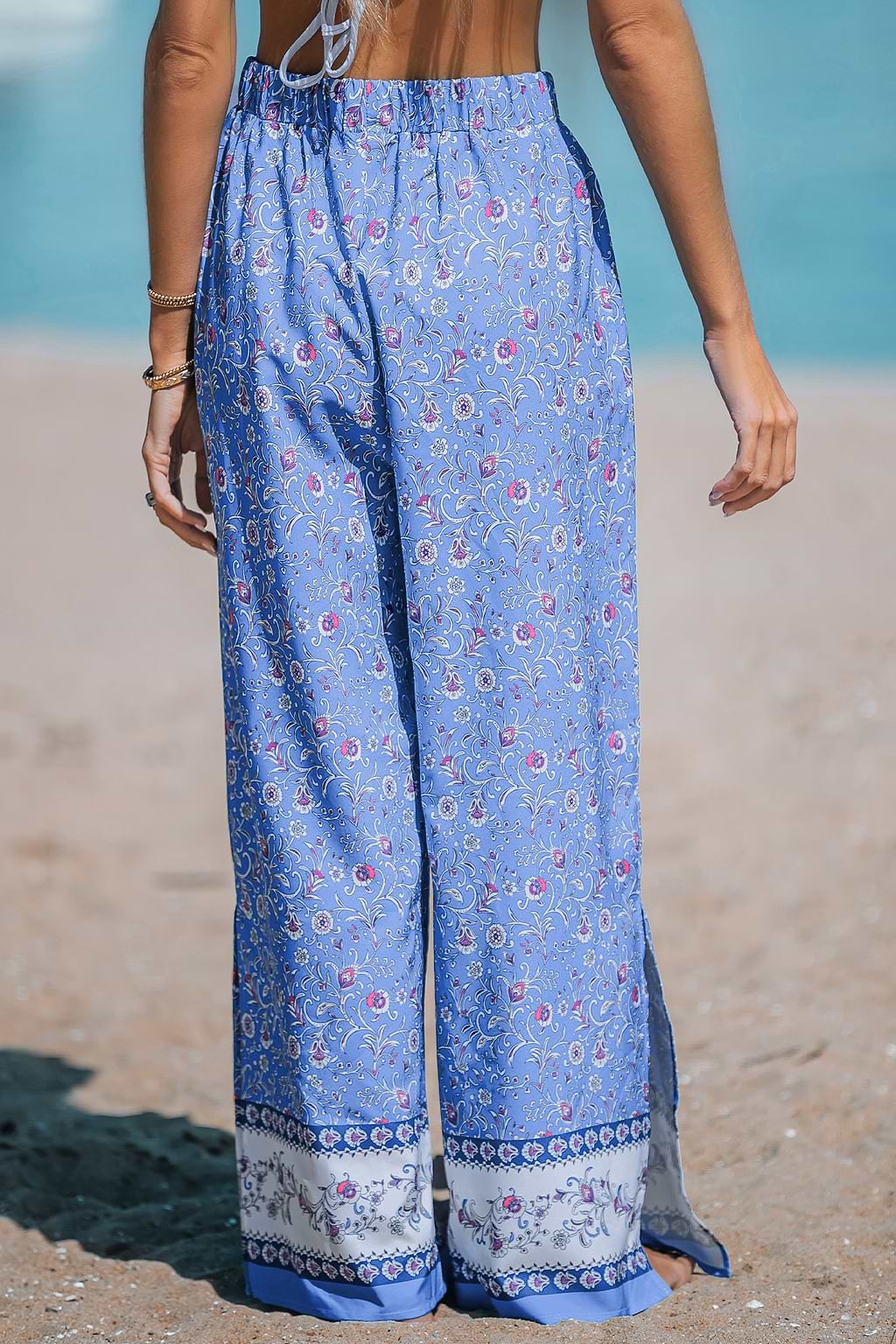 Floral Paisley Print High Waist Pants
