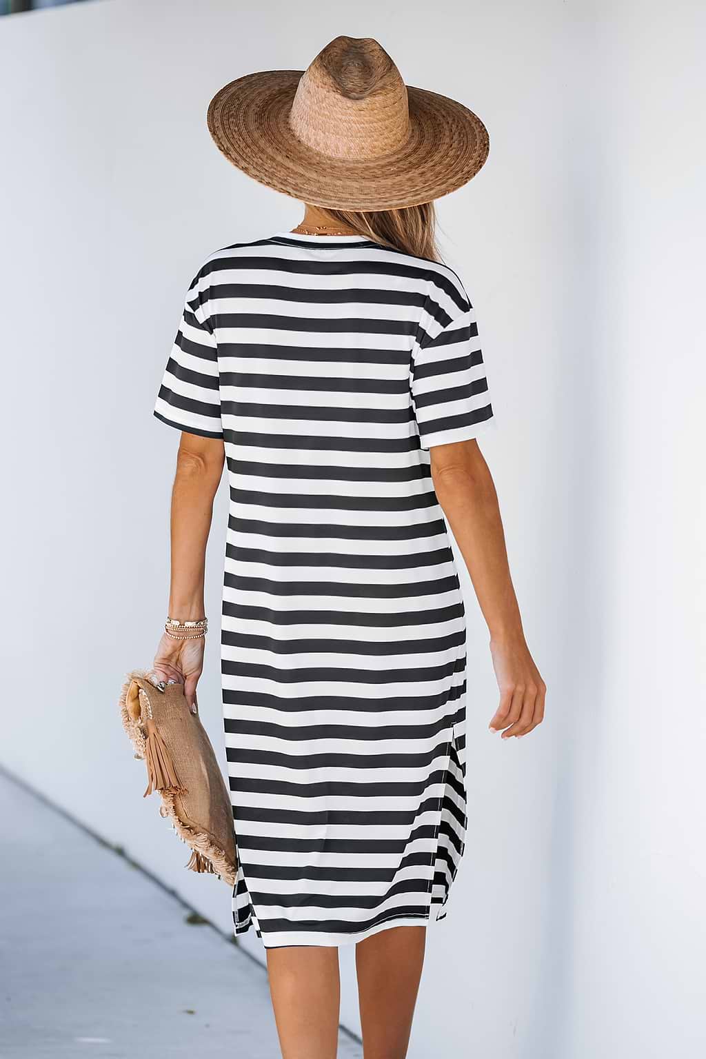 Striped V-Neck Maxi Dress