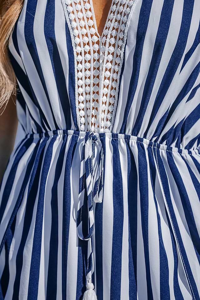 Striped Tassel Tie Maxi Dress