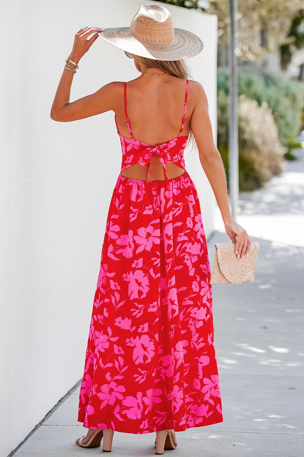 Floral Print Twist-Front Maxi Dress