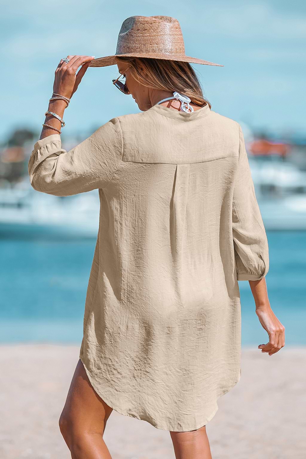 Split Neck Cover-Up Dress