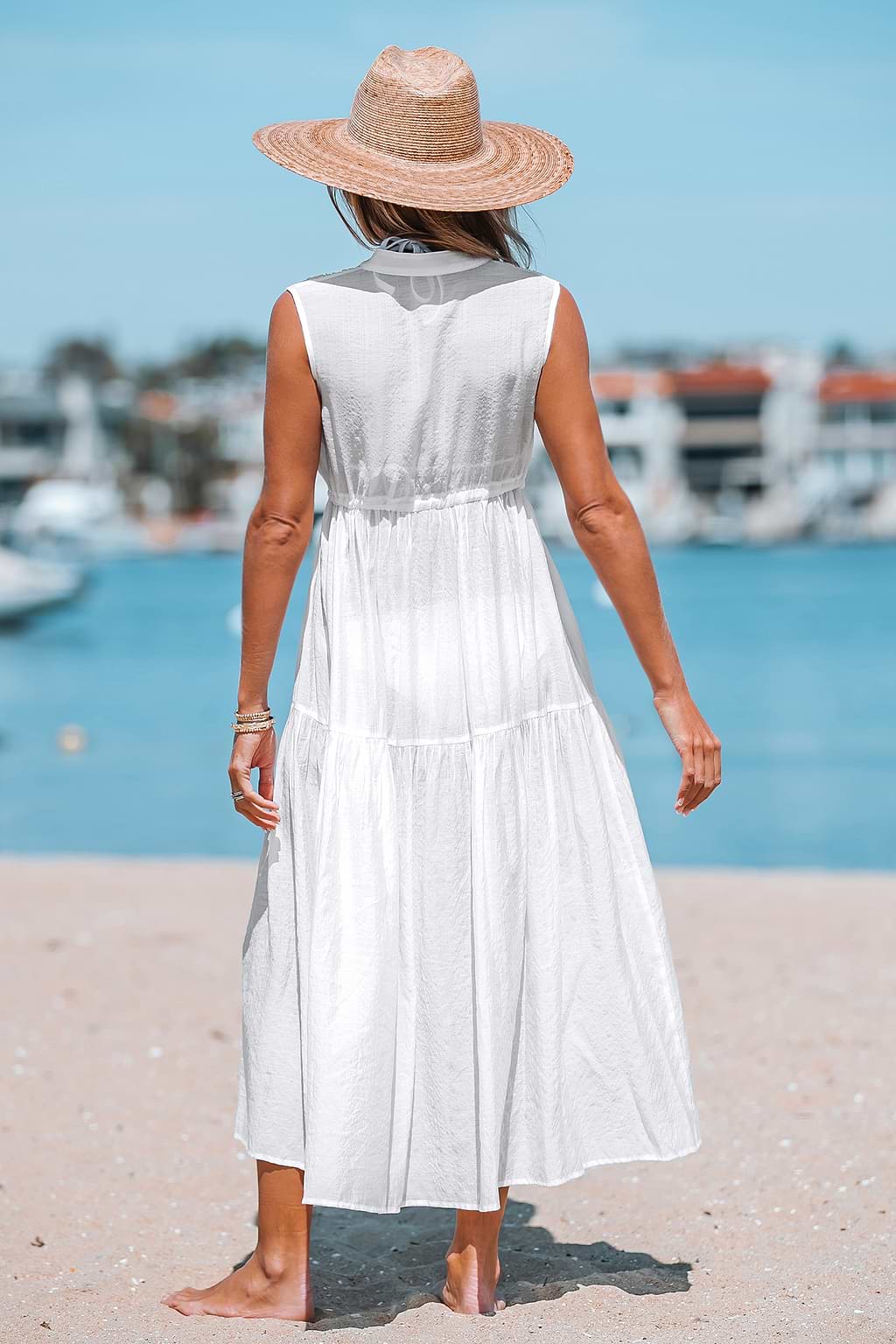 Button Maxi Cover-Up Dress
