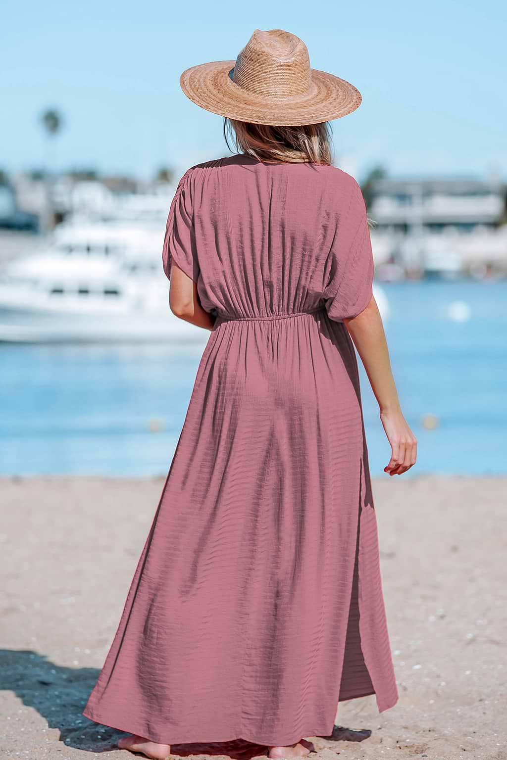 Surplice Leg-Slit Maxi Dress
