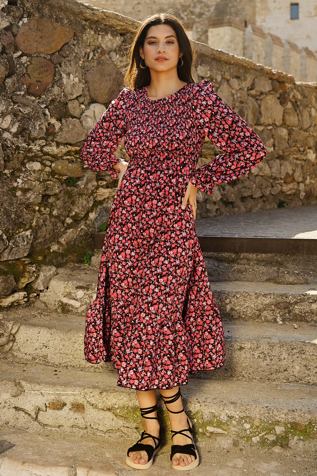 Ditsy Floral Smocked Maxi Dress