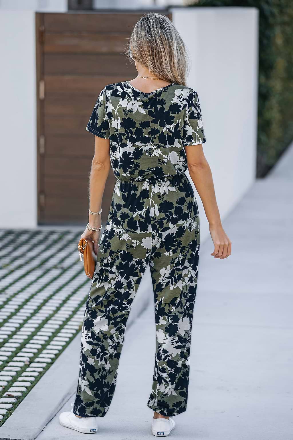 Tropical Print Short Sleeve Jumpsuit