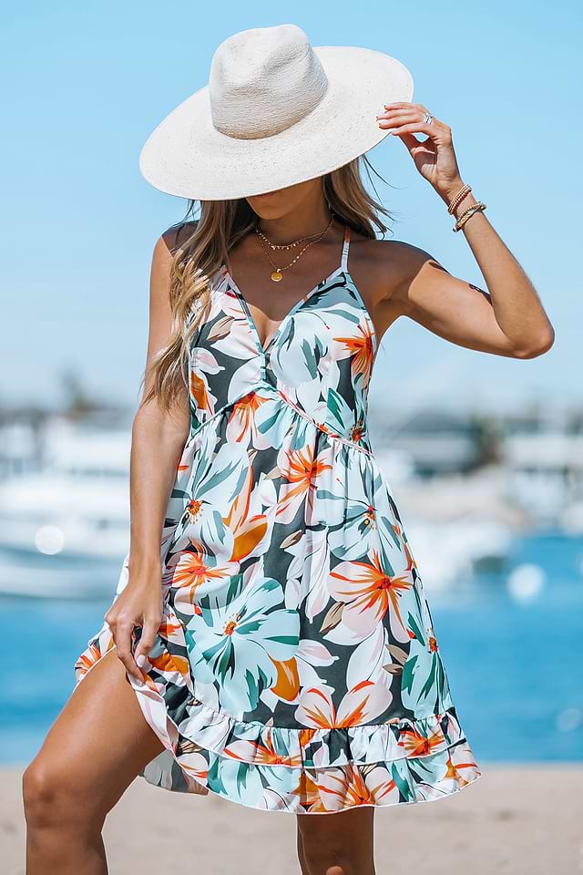 blue floral cami dress Later Days Cami Strap Maxi Dress Paisley Blue