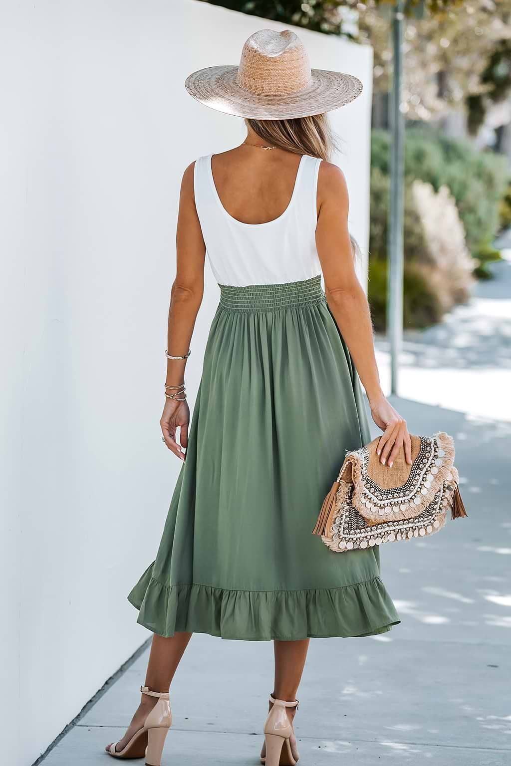 Smocked Flounce Scoop Tank Dress