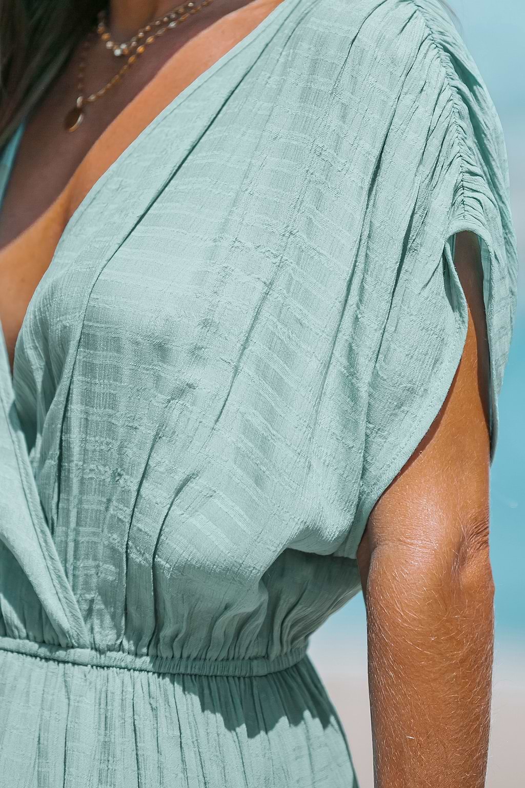 Surplice Neck Leg-Slit Dress