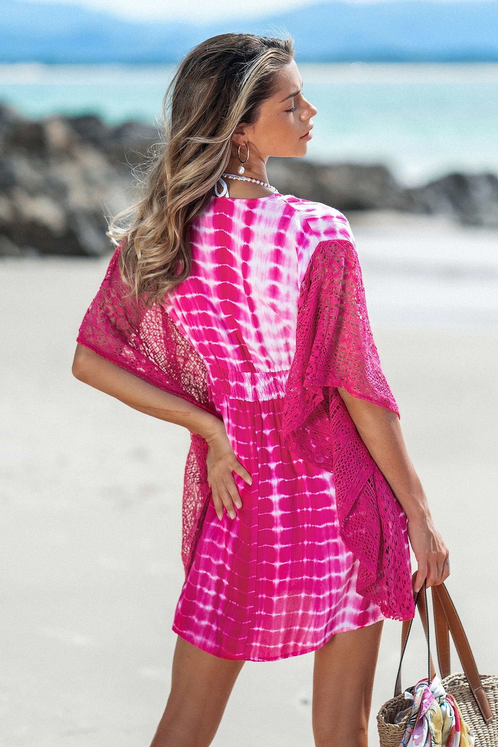 Tie-Dye Wash Lace Cover-Up Dress