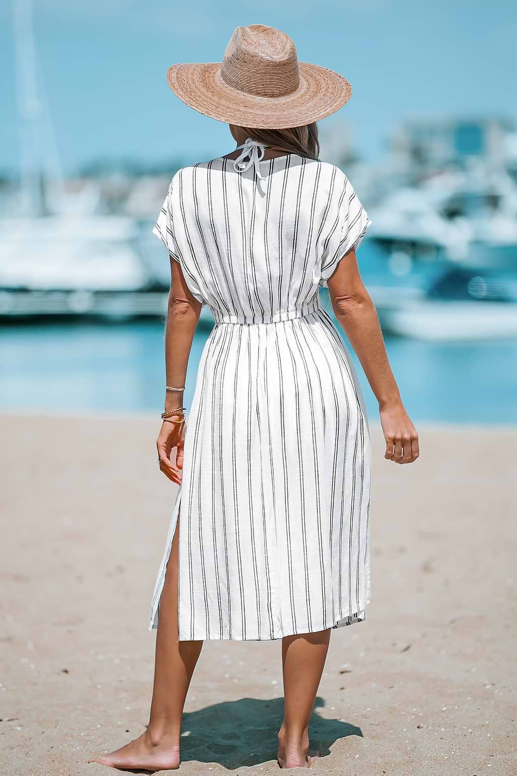 Striped Midi Cover-Up Dress