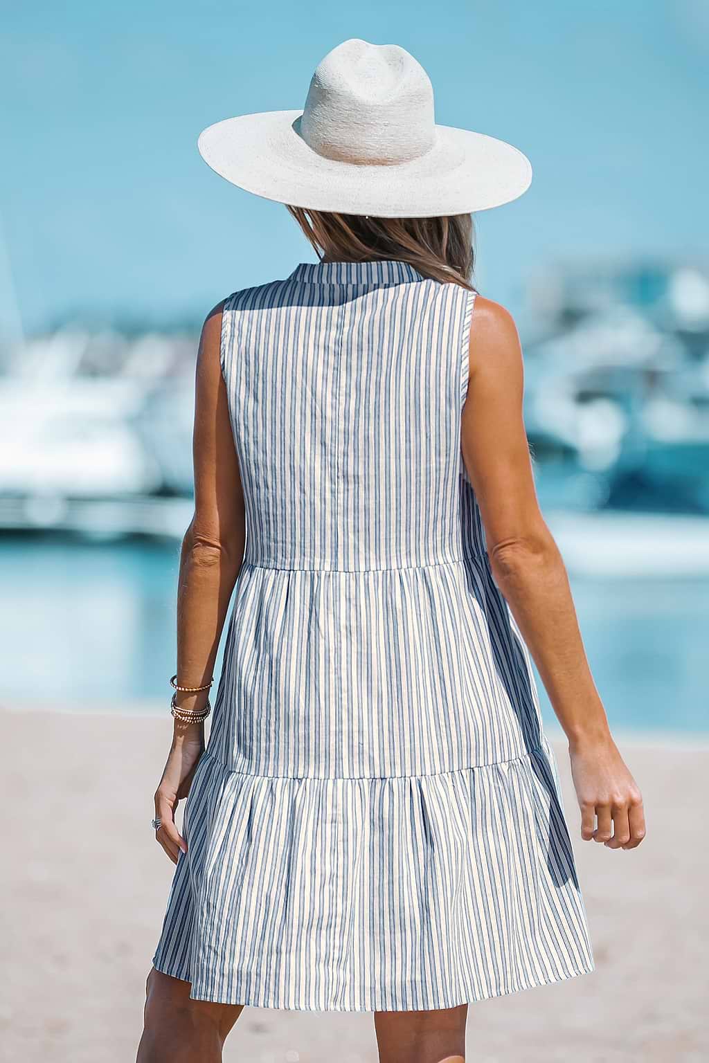 Striped V-Neck Mini Dress