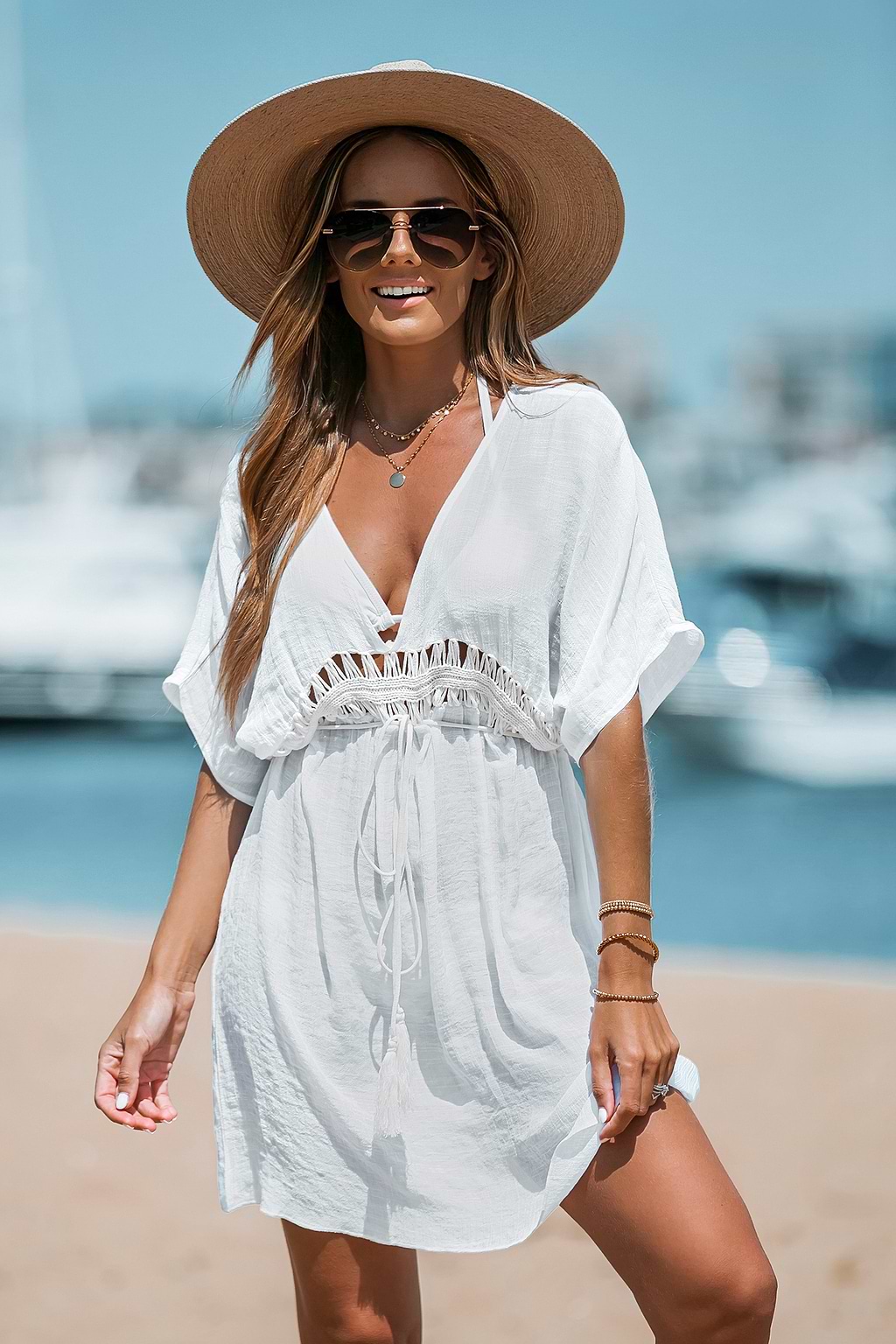 Tassel Tie Cover-Up Mini Dress