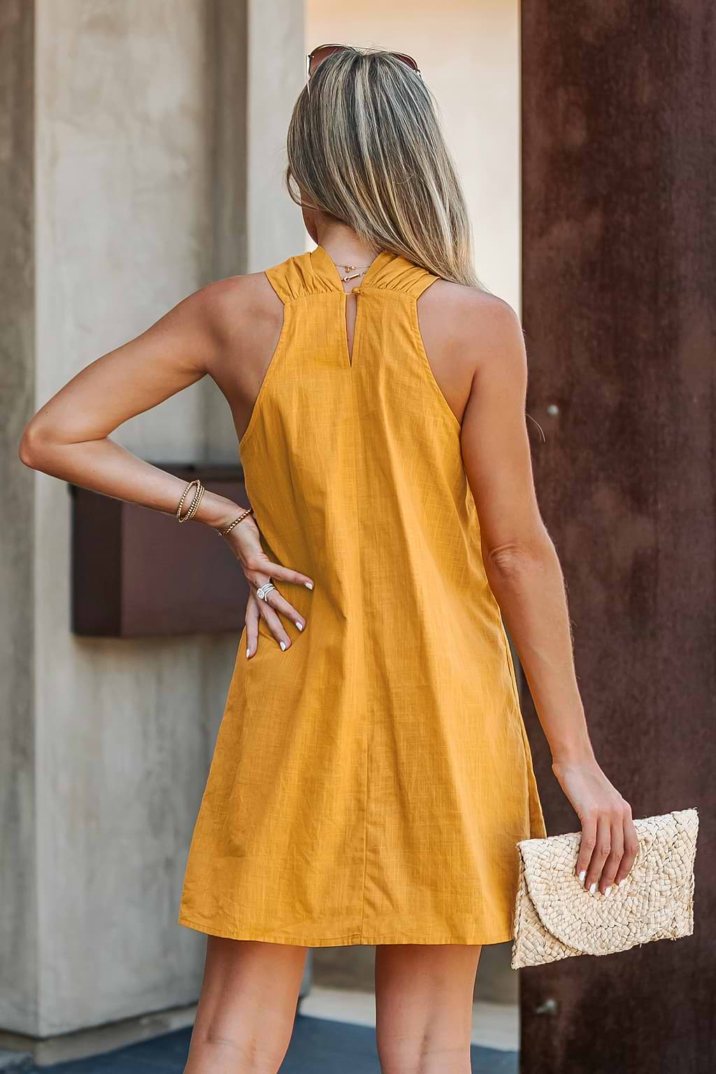 Crisscross Halter Mini Dress