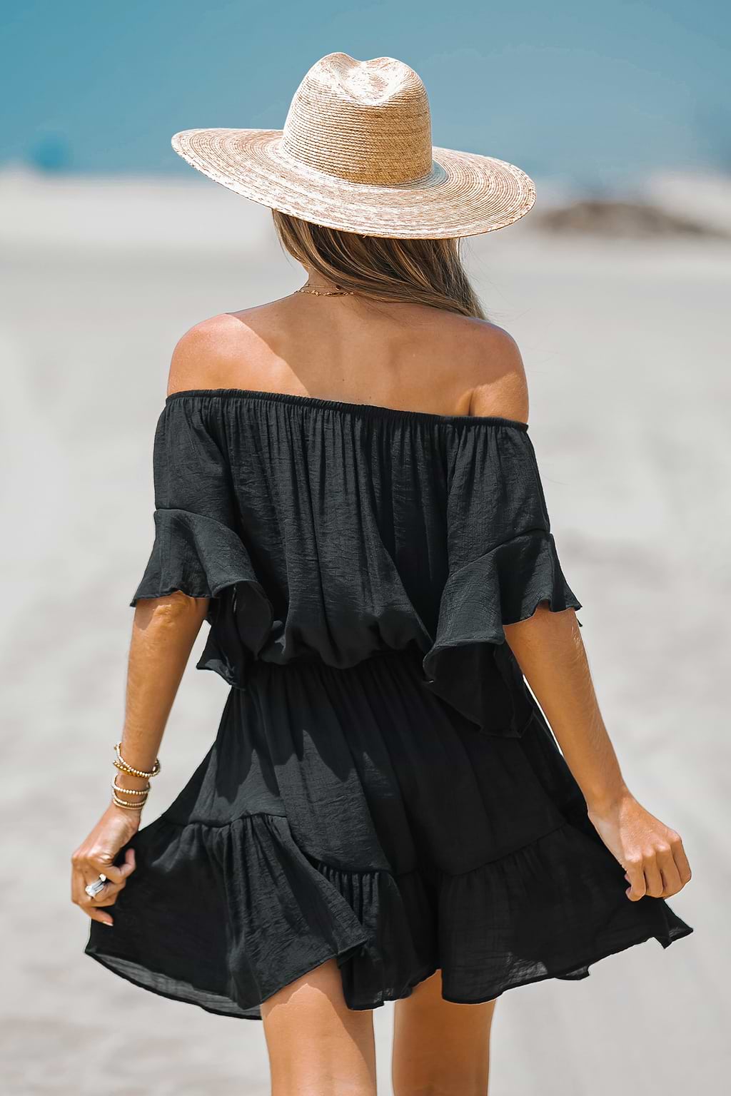 Ruffled Off-the-Shoulder Cover-Up Dress