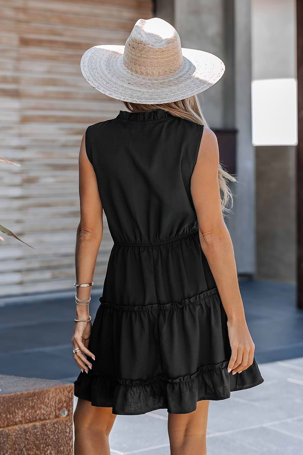 Ruched Ruffled Mini Dress