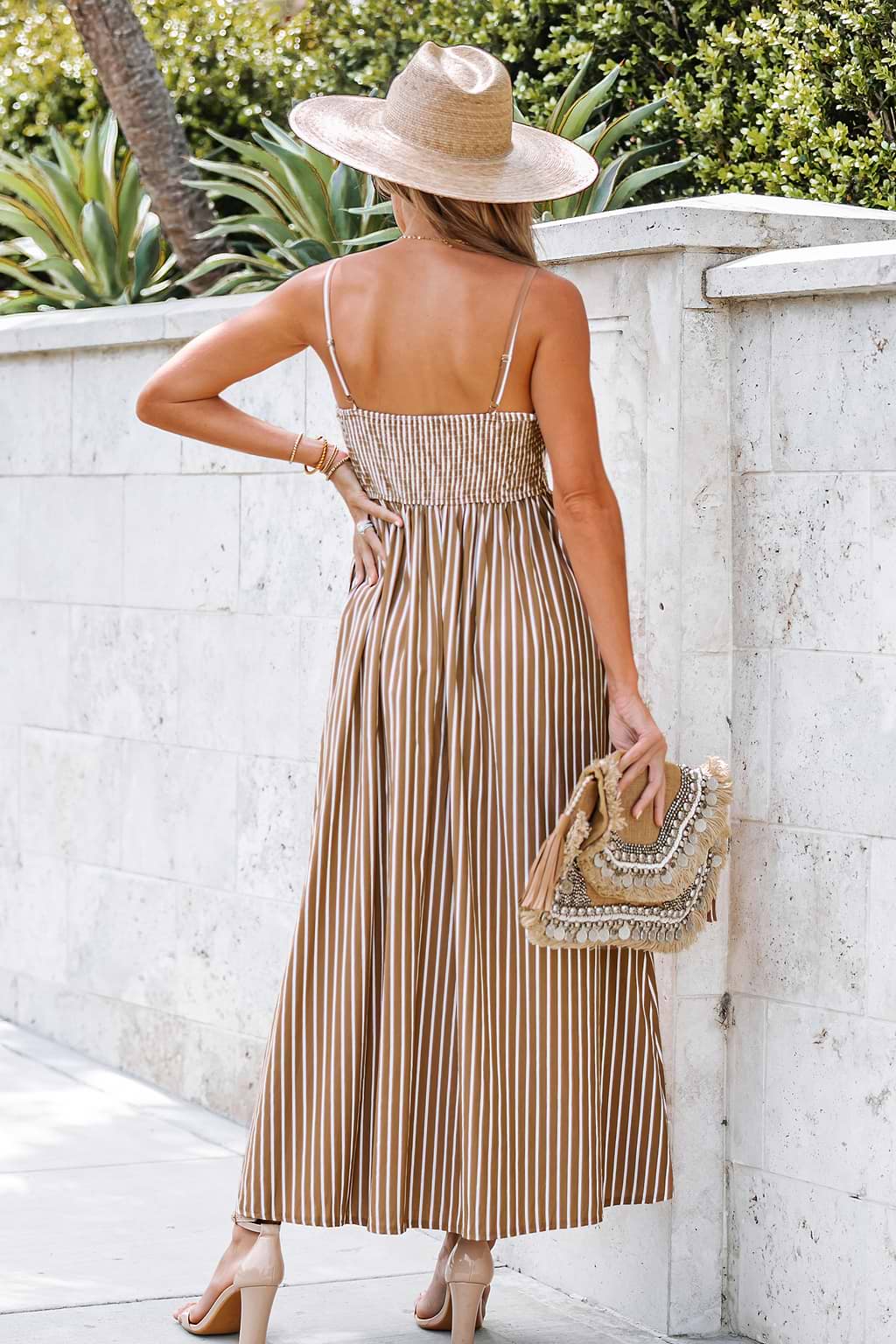 Striped Smocked Maxi Dress