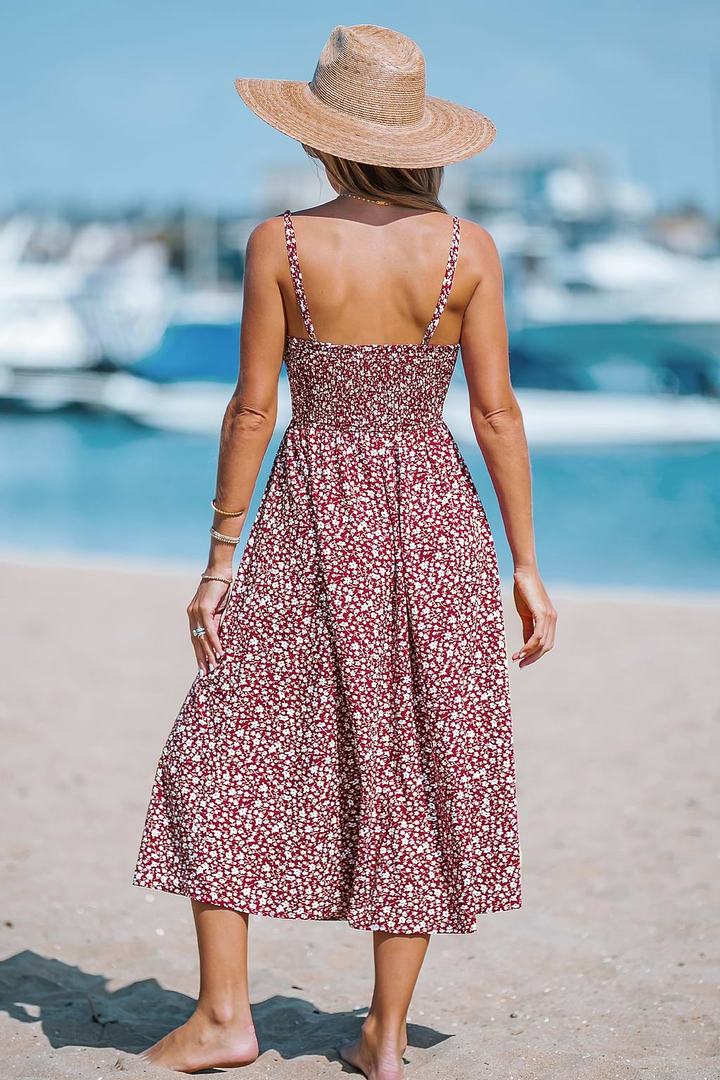 Ditsy Floral Smocked Midi Dress