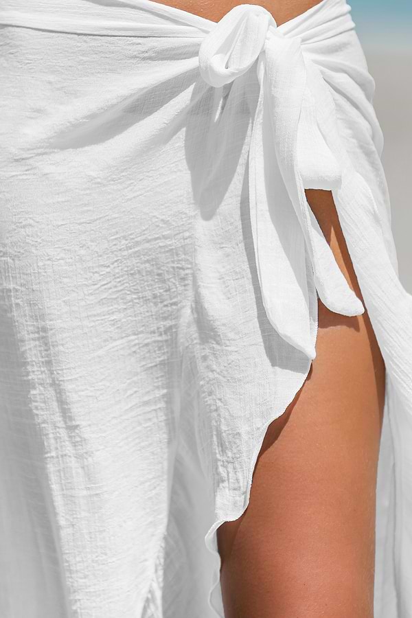 Sheer Ruffled Maxi Cover-Up Sarong