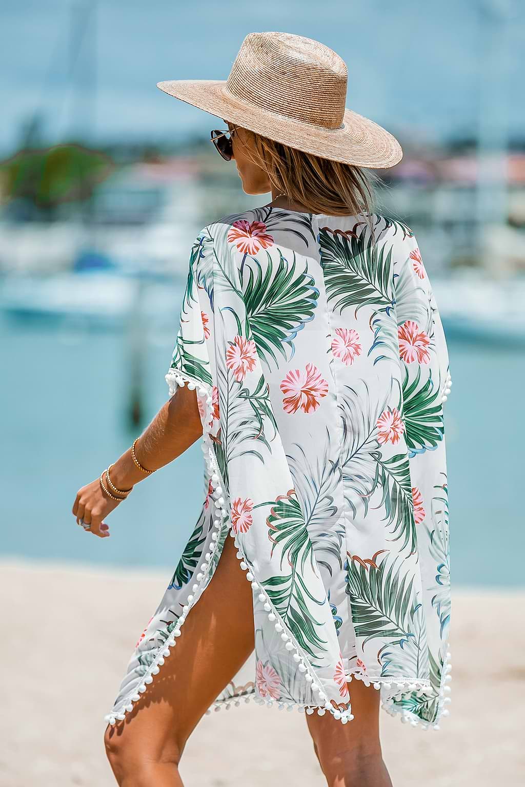 Tropical Floral Crochet Tassel Cover-Up