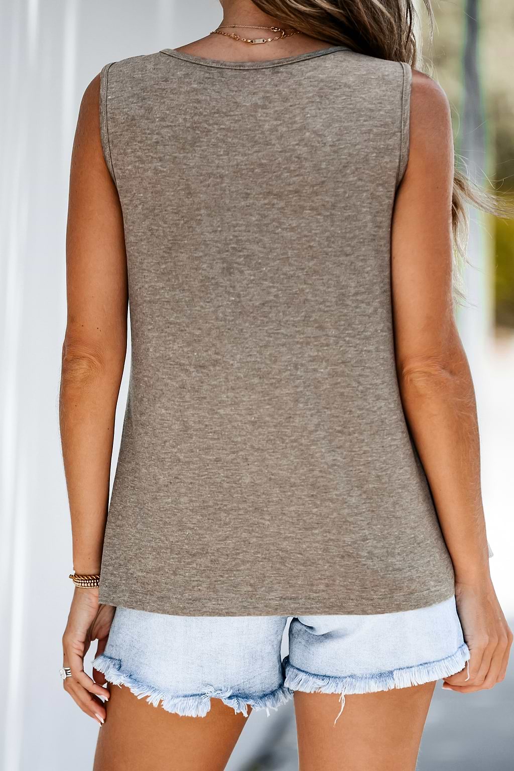 Colorblock-tanktop met knopen aan de voorkant