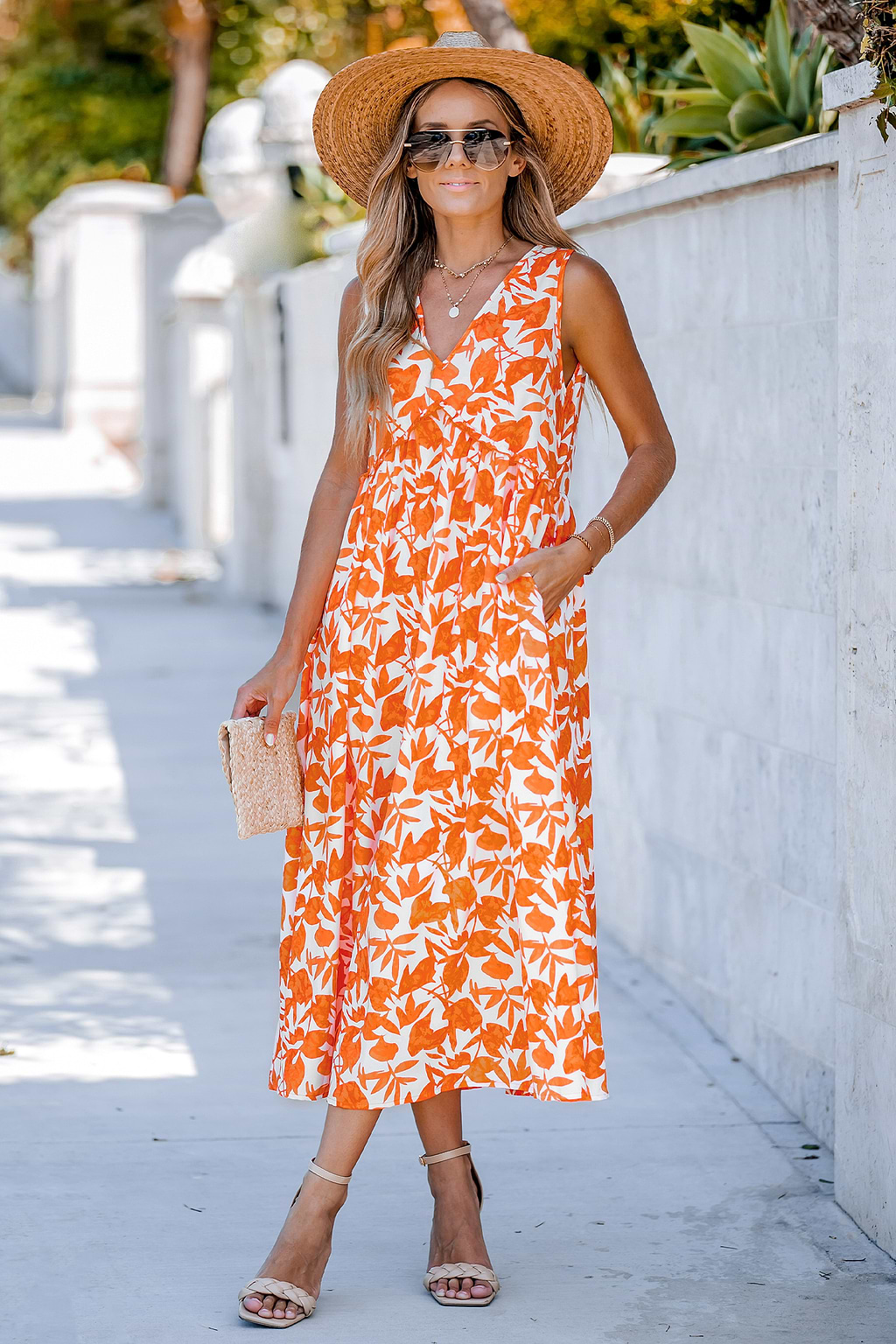 Floral Print Ruffled Midi Dress
