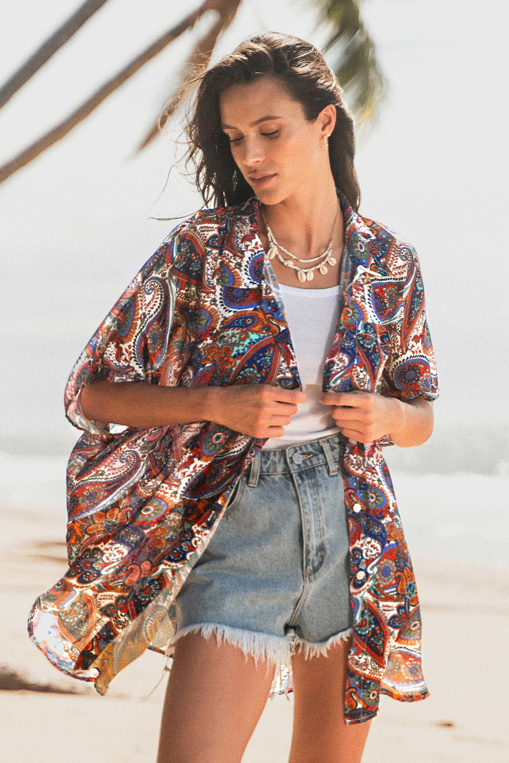 Paisley Print Button-Front Shirt