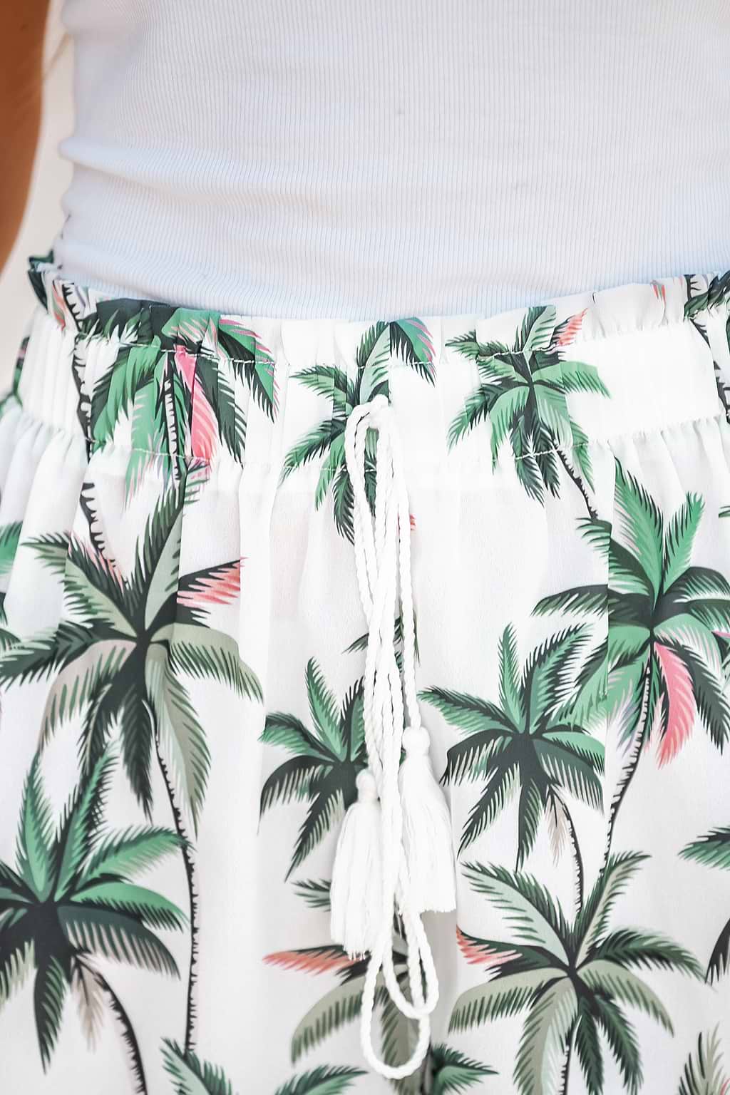 Palm Tree Print Drawstring Shorts