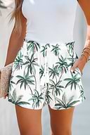 Palm Tree Print Drawstring Shorts