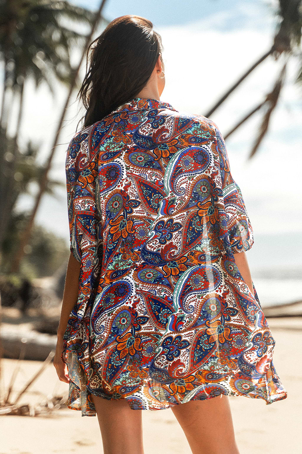 Paisley Print Button-Front Shirt