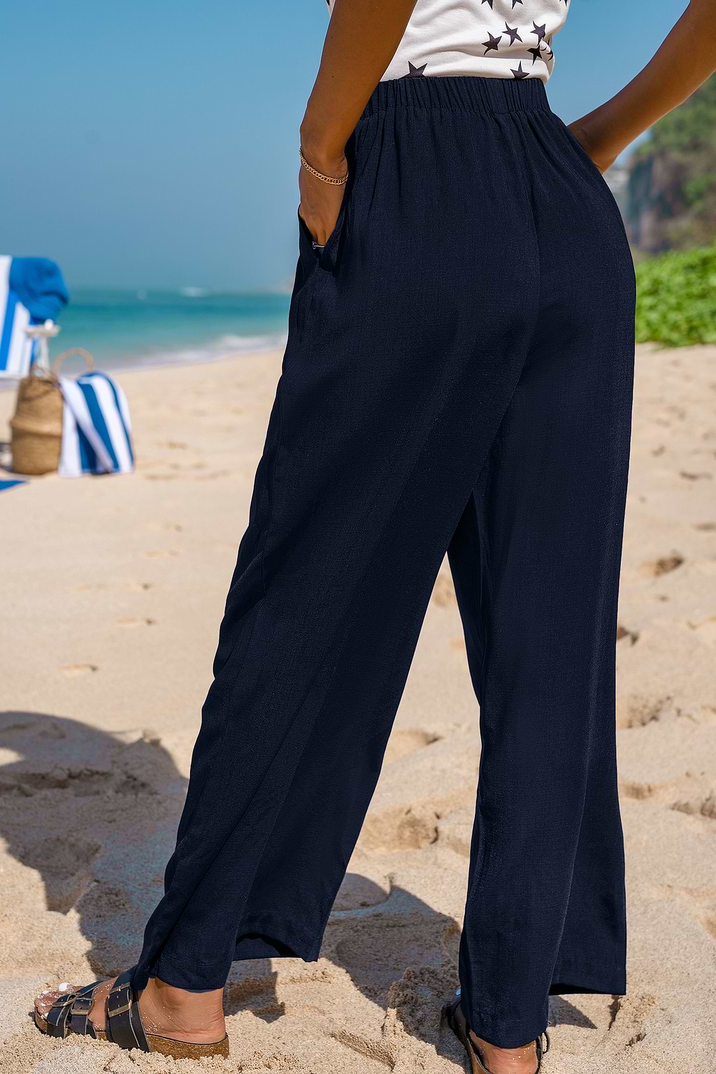 Pantalones de cintura alta con botones