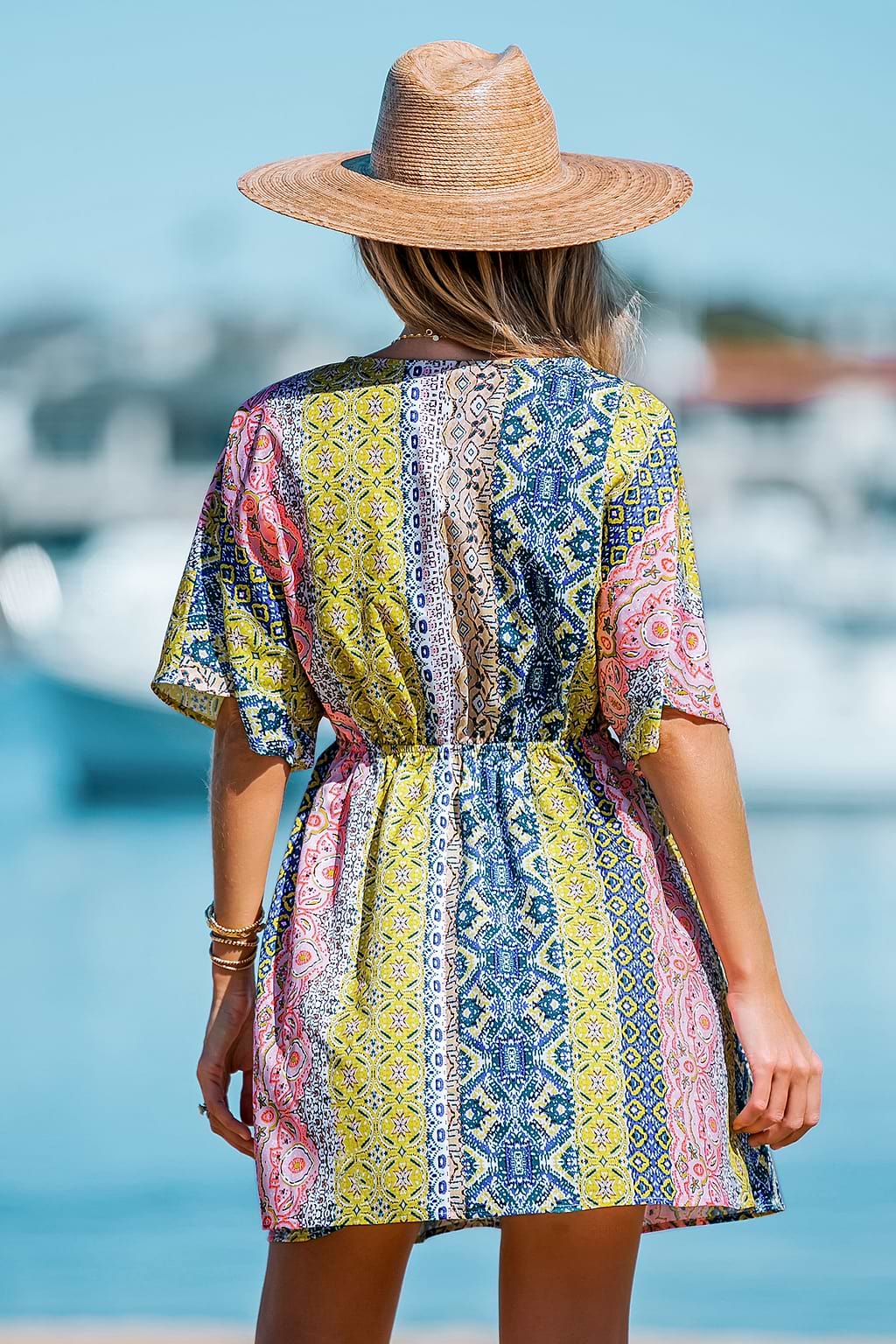 Colorblock Paisley Print Mini Dress