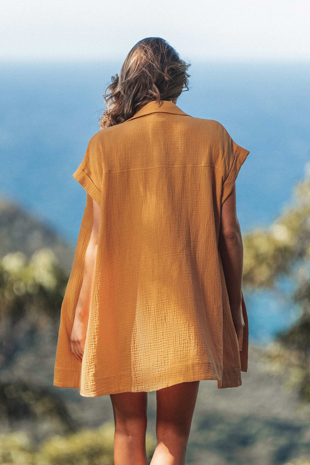 Seersucker Button-Front Shirt Dress