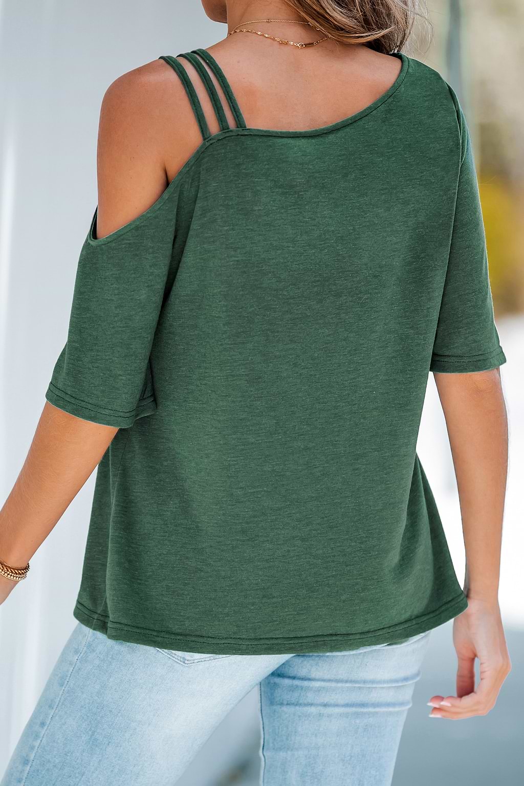 Forest Green Open-Shoulder Top
