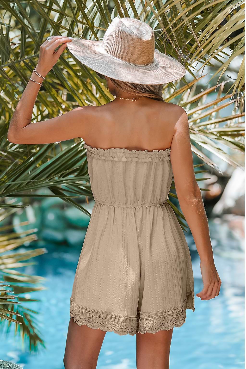 Floral Lace Tassel Tube Romper