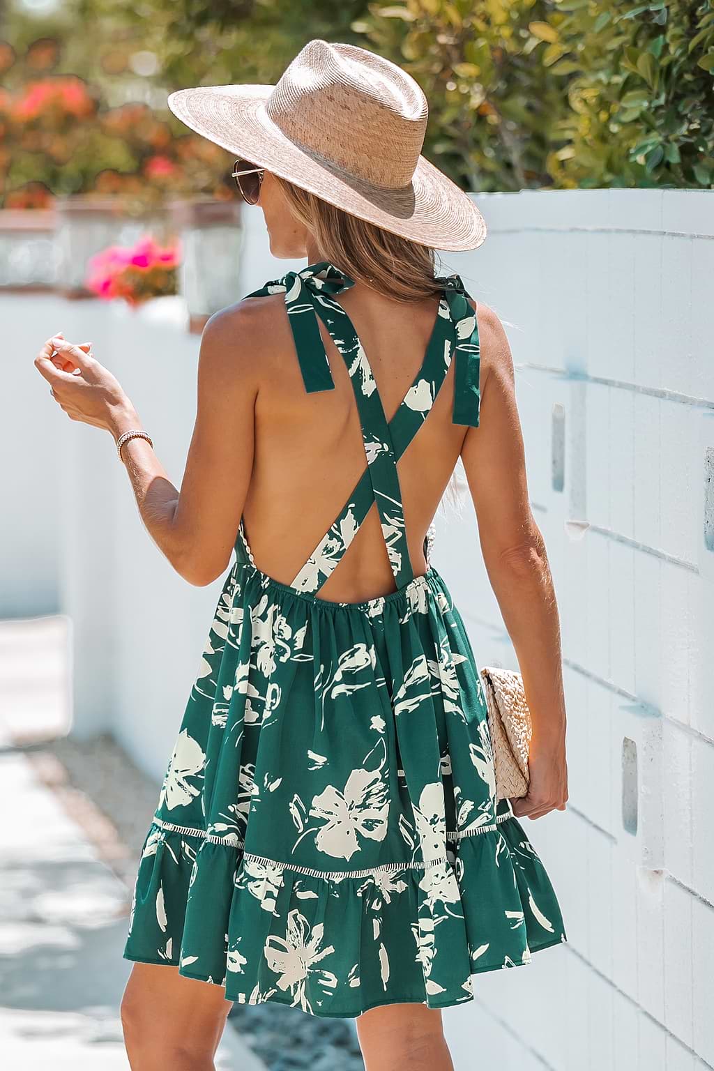 Floral Print Pom Pom Mini Dress
