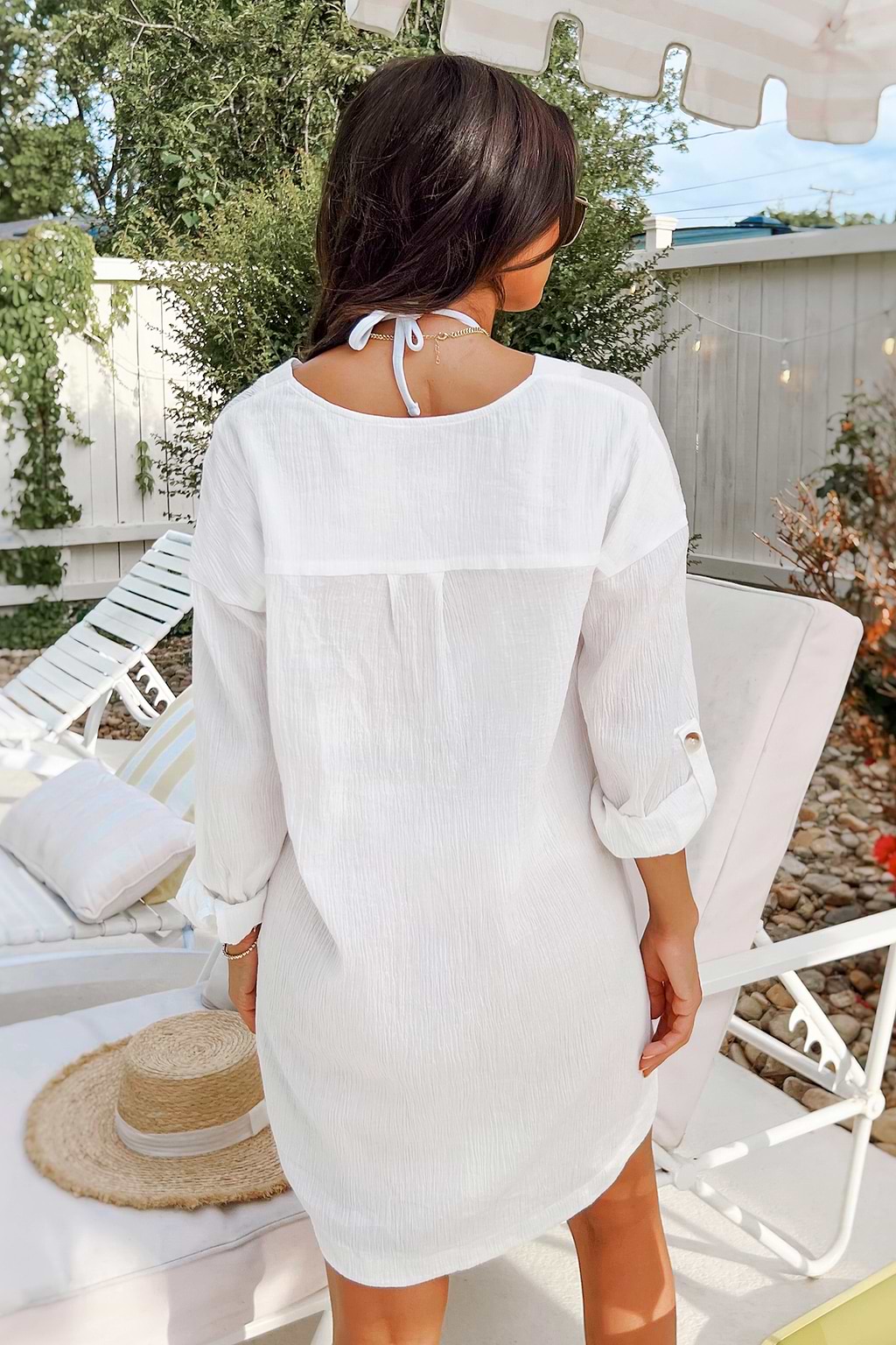 Seersucker Pocket Mini Cover-Up Dress