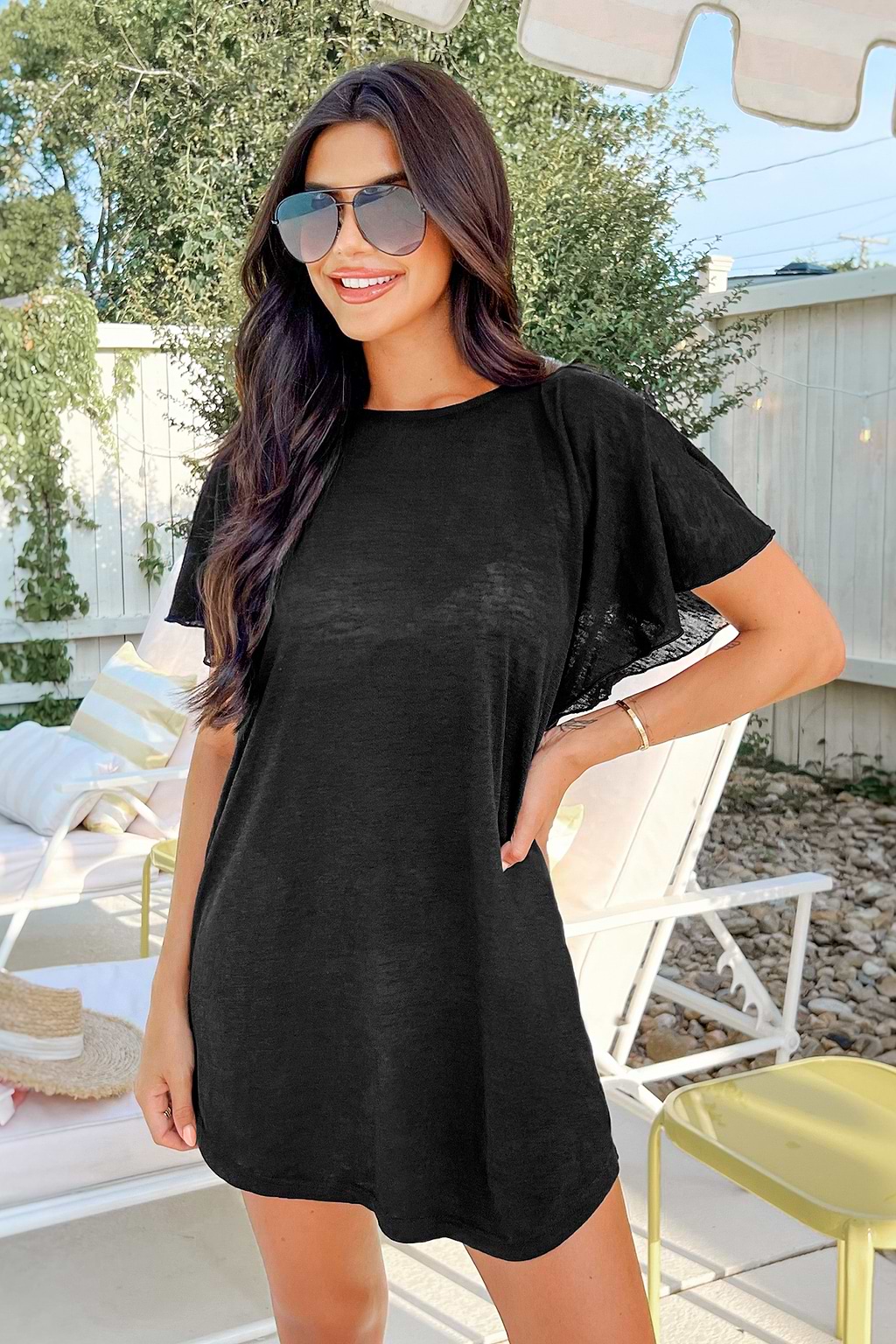Cutout Dolman Sleeve Cover-Up Dress