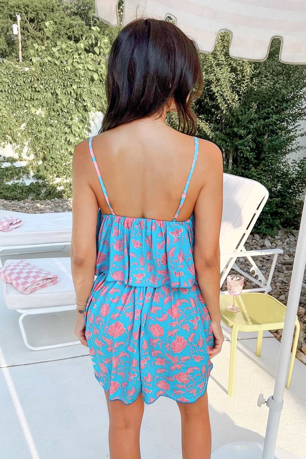 Floral Print Flounce Cami Romper